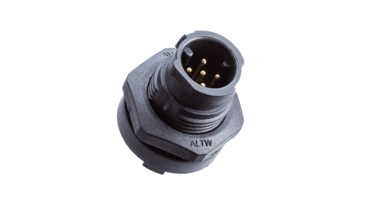 Amphenol Industrial Industrial Circular Connectors, 8 Contacts, Threaded Mount, Miniature Connector, Plug, Male, IP68,
