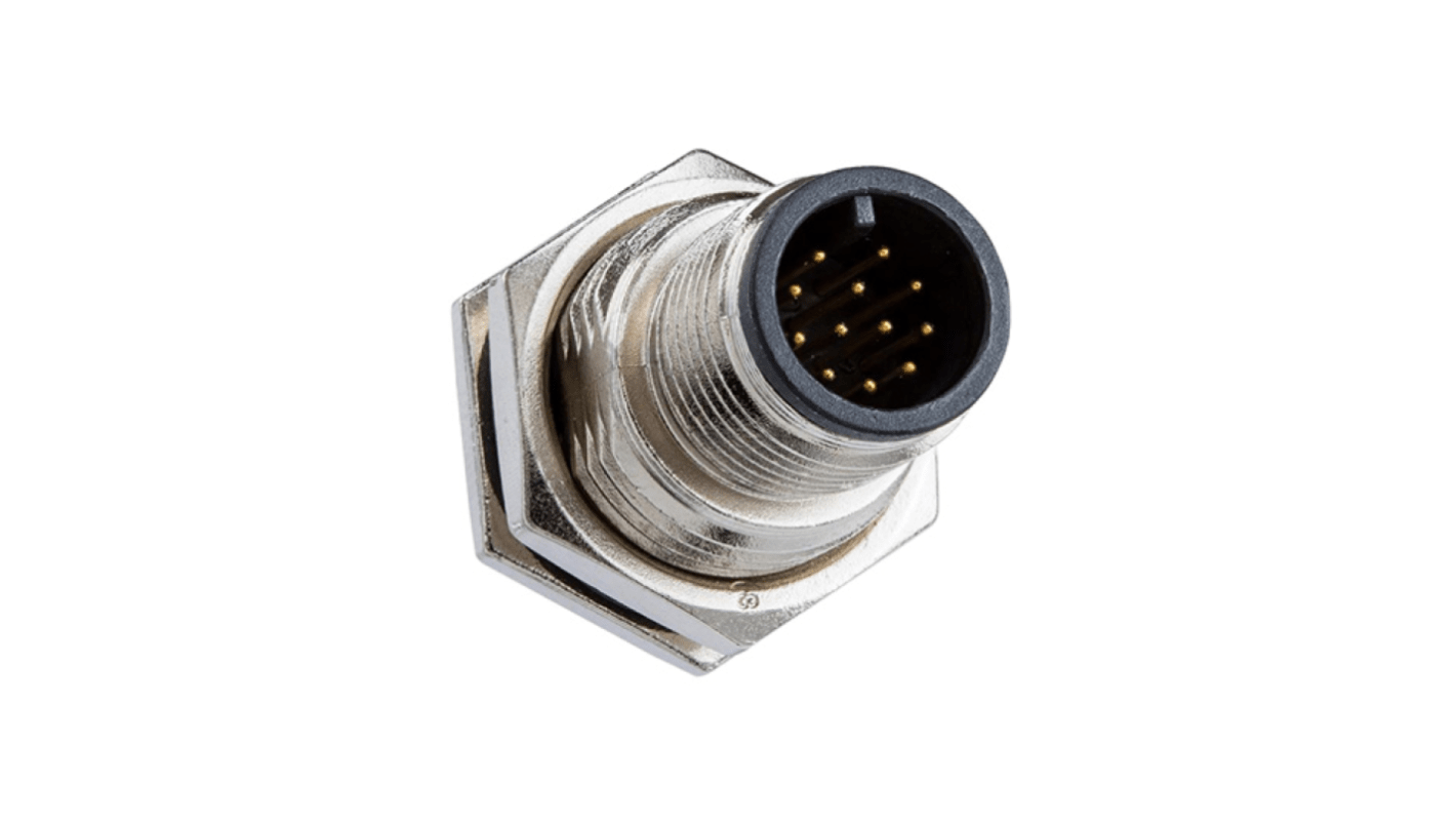 Amphenol Industrial Industrial Circular Connectors, 8 Contacts, Threaded Mount, M12 Connector, Plug, Male, IP68/IP69K,