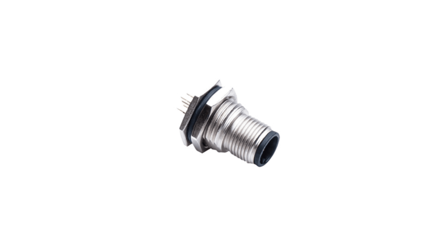 Amphenol Industrial Industrial Circular Connectors, 4 Contacts, Threaded Mount, M12 Connector, Plug, Male, IP68/IP69K,