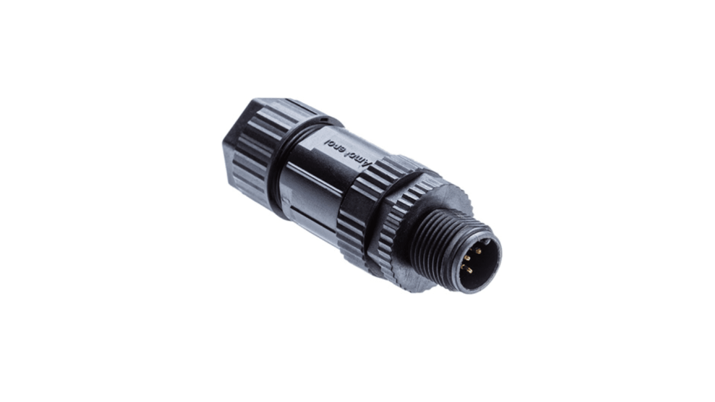 Amphenol Industrial Industrial Circular Connectors, 8 Contacts, Threaded Mount, M12 Connector, Plug, Male, IP68, M