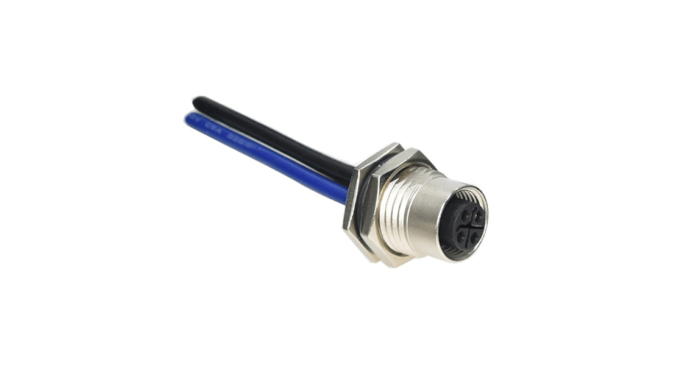 Amphenol Industrial Industrial Circular Connectors, 4 Contacts, Threaded Mount, M12 Connector, Socket, Female,