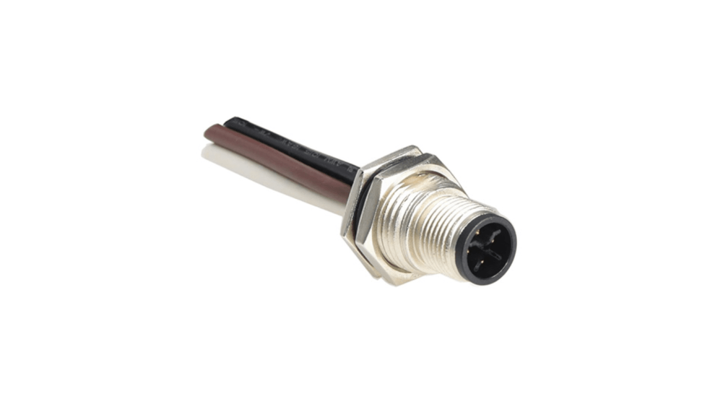 Amphenol Industrial Industrial Circular Connectors, 4 Contacts, Threaded Mount, M12 Connector, Plug, Male, IP68/IP69K,