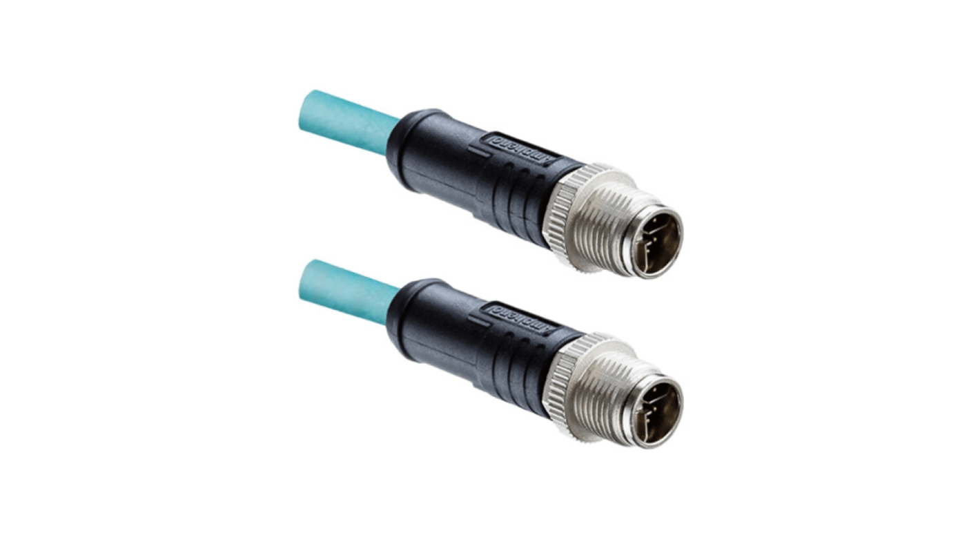 Amphenol Industrial Industrial Circular Connectors, 8 Contacts, Threaded Mount, M12 Connector, Plug, Male, IP68, M