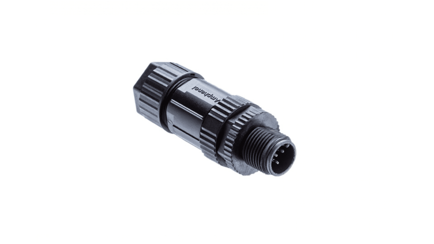Amphenol Industrial Industrial Circular Connectors, 3 Contacts, Threaded Mount, M12 Connector, Plug, Male, IP68, M
