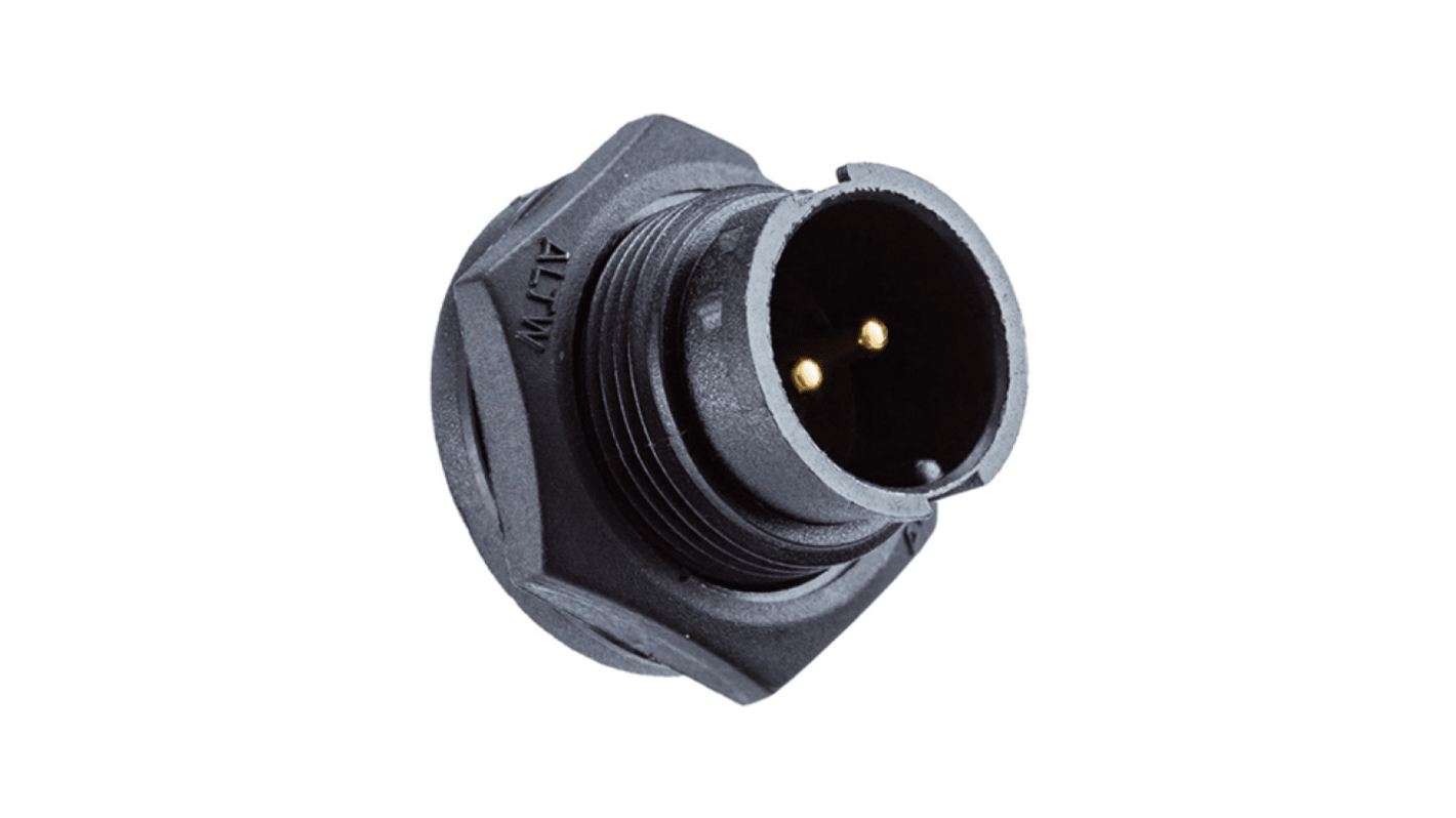 Amphenol Industrial Industrial Circular Connectors, 2 Contacts, Threaded Mount, Plug, Male, IP67, Ceres Series