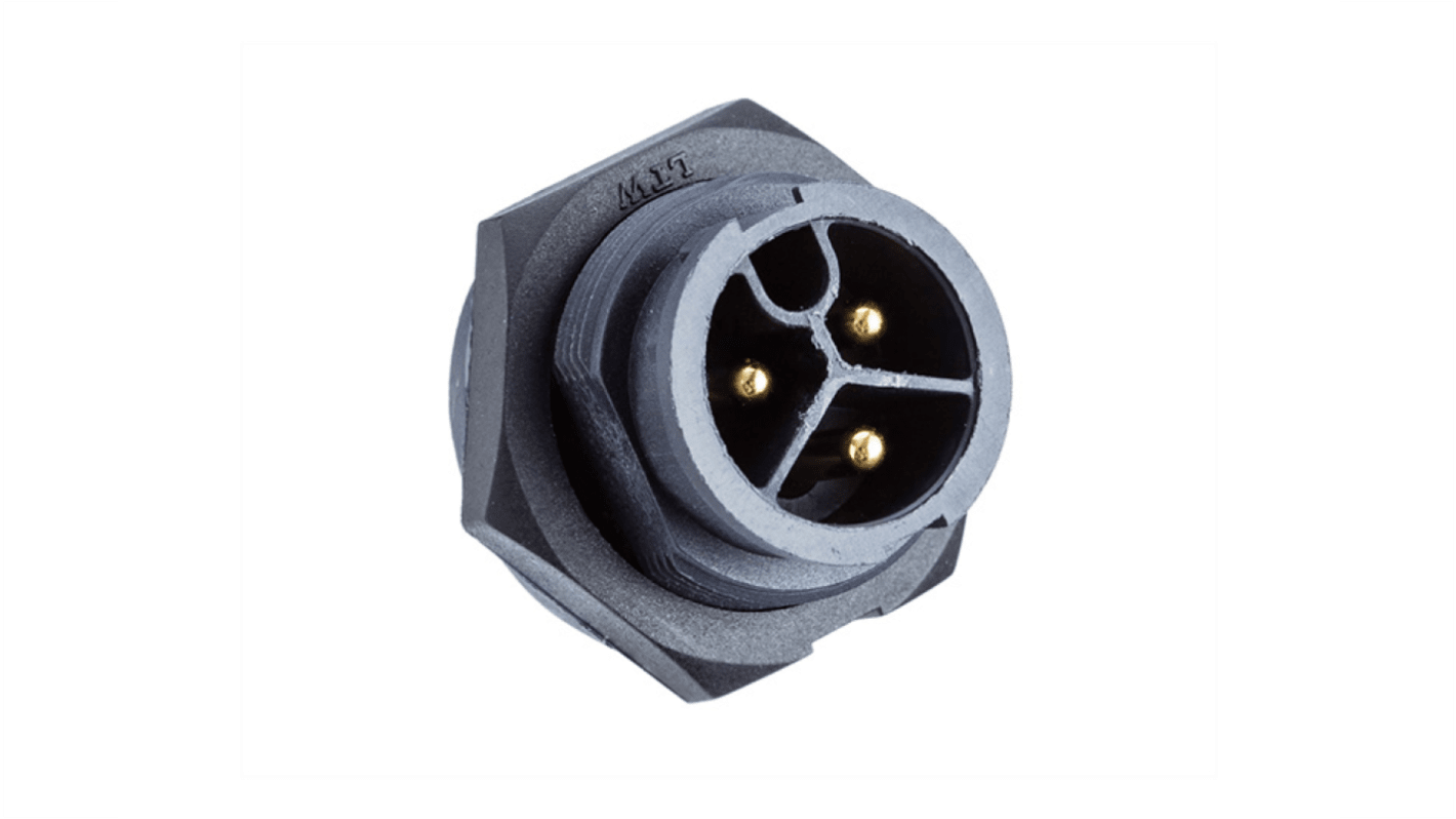 Amphenol Industrial, PWC IP67 Grey Threaded Mount 3 Power Connector Plug, Rated At 20A, 277 V