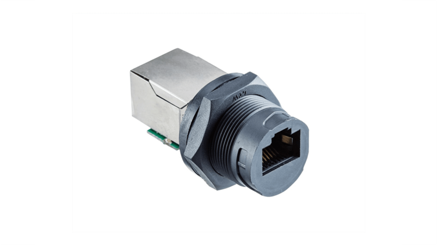 Amphenol Industrial RCP Series Female RJ45 Connector, Threaded Mount, Cat5e Straight 1 Port 1 -Way