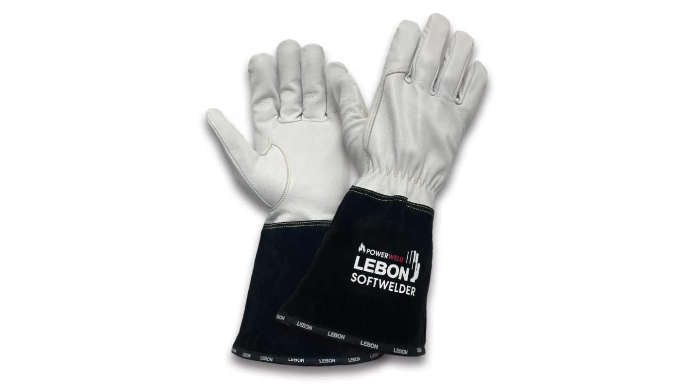 Lebon Protection SOFTWELDER Black, White Leather, Para-aramid Abrasion Resistant, Cut Resistant, General Purpose, Good