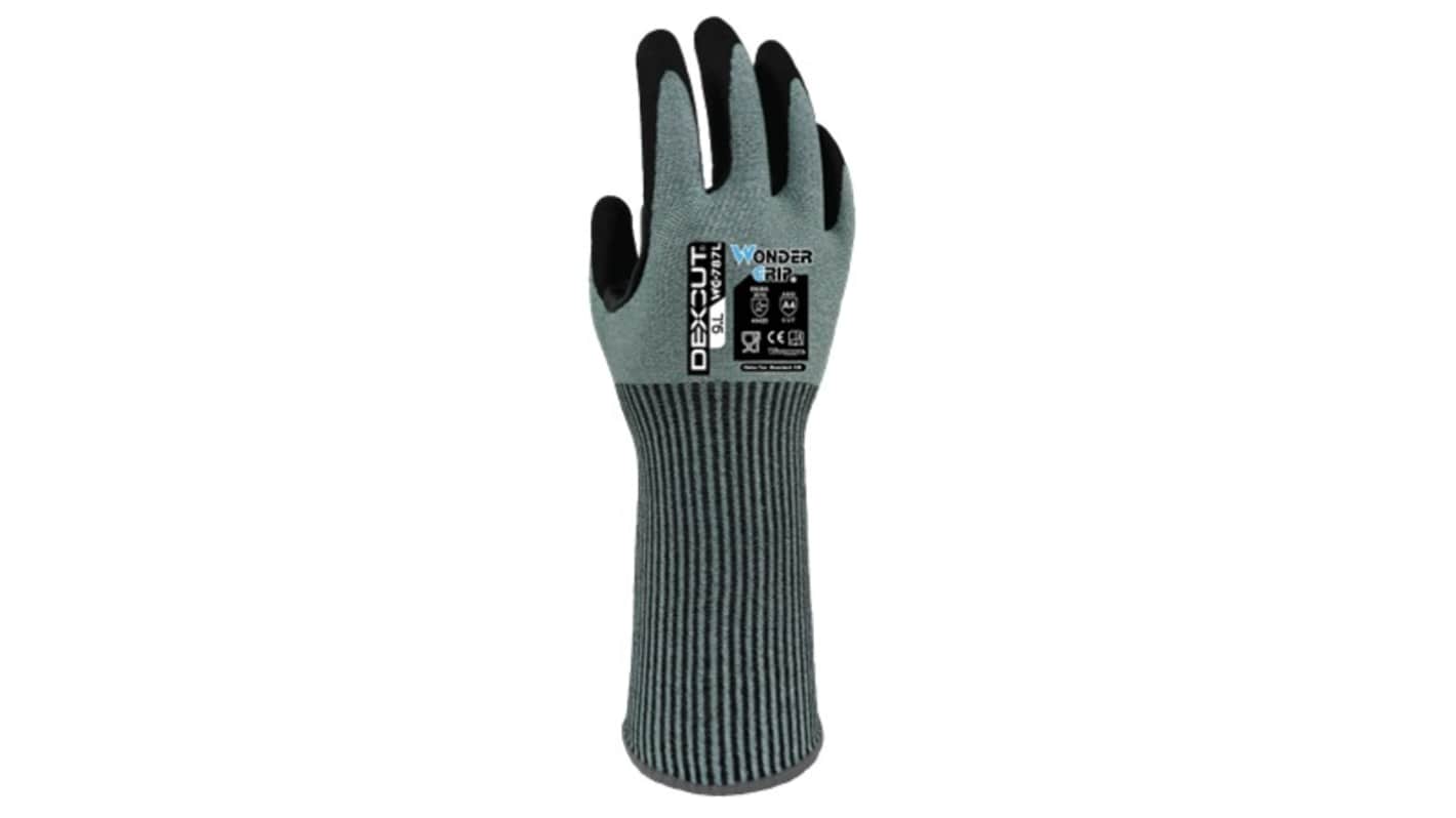 Wonder Grip WG-787 DEXCUT Black, Green Spandex Cut Resistant Gloves, Size 6, XS, Nitrile Coating