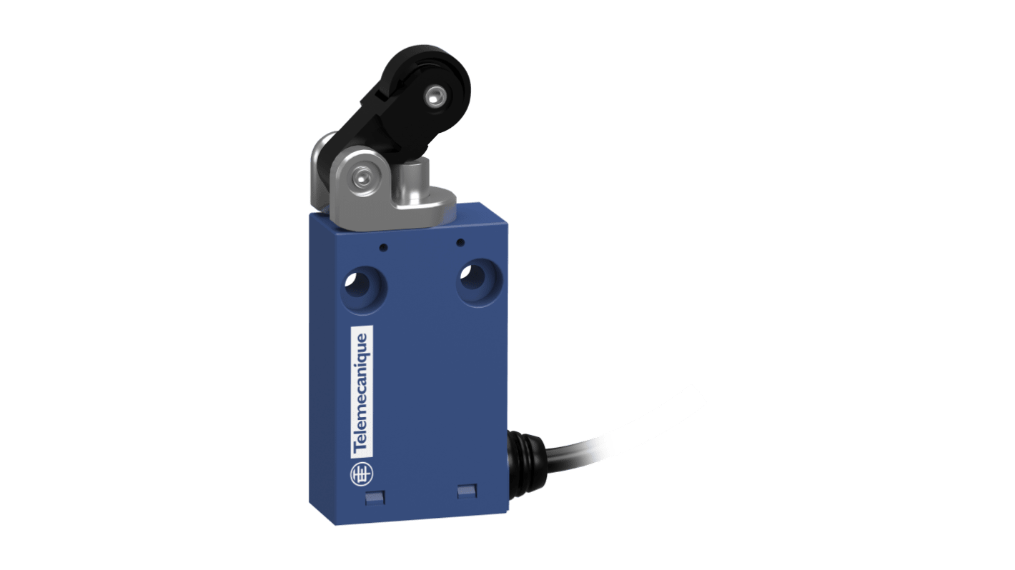 Telemecanique Sensors XCMH Series Roller Lever Plunger Limit Switch, 1NO/1NC, IP66, IP67, 2P, Plastic Housing