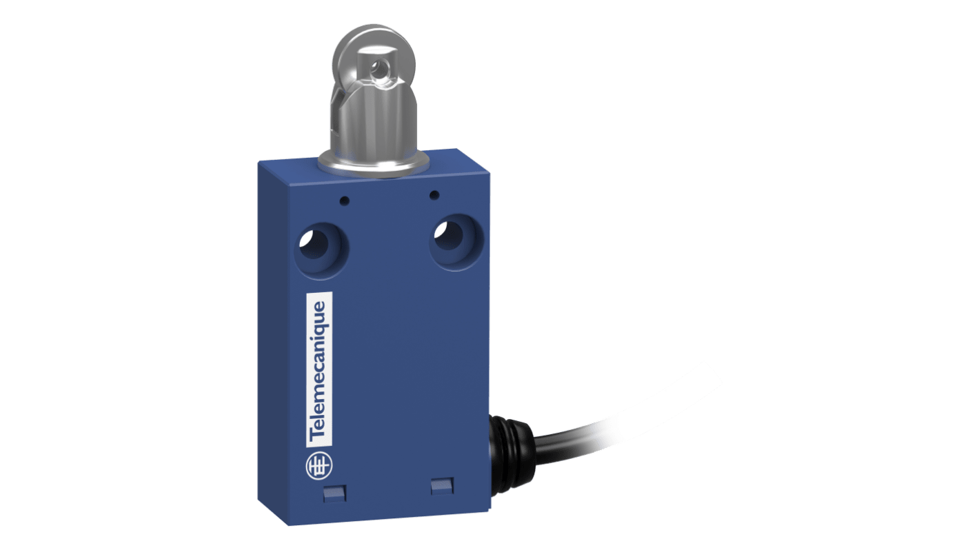 Telemecanique Sensors XCMH Series Roller Plunger Limit Switch, 1NO/1NC, IP66, IP67, 2P, Plastic Housing