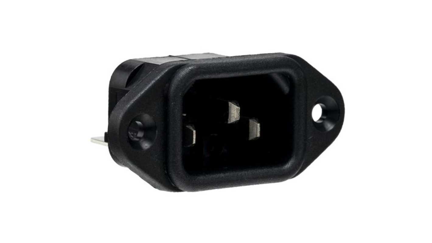 Bulgin C14 Panel Mount IEC Connector Male, 10A, 250 V