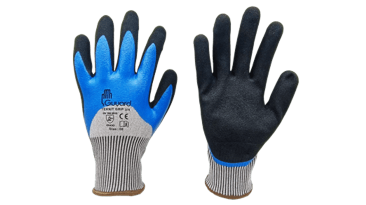 GUYARD TEKNIT Black, Blue, Grey Polyethylene Puncture Resistant Work Gloves, Size 10, Nitrile Coating