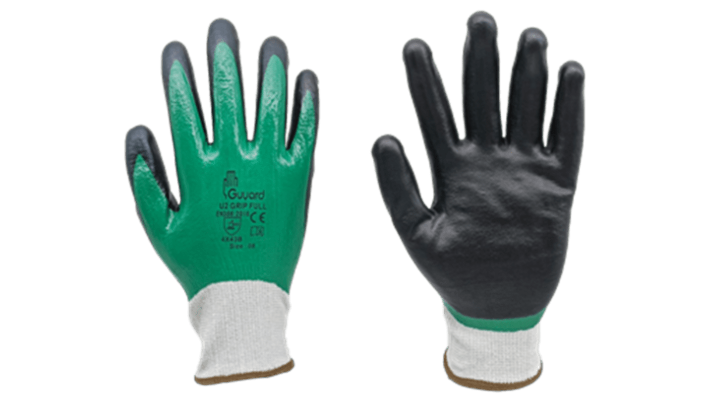 Guanti da lavoro GUYARD U2 GRIP FULL, Tg. 9, in Polietilene, col. Nero, verde