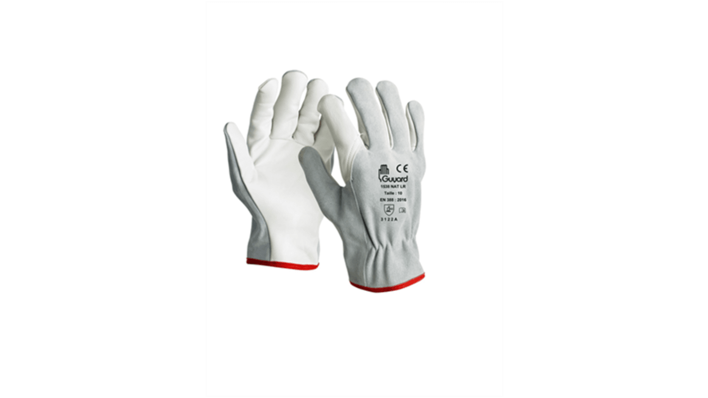 GUYARD 1538 NAT LR White Leather Dry Environment Work Gloves, Size 8