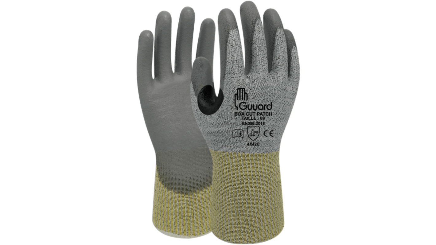 Guanti da lavoro GUYARD BOA CUT PATCH, Tg. 10, in Lycra, Polietilene, Poliestere, col. Grigio