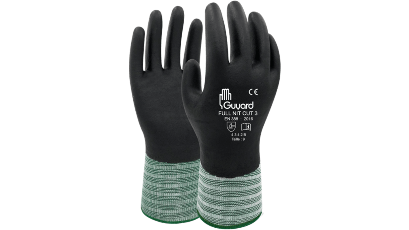 GUYARD FULL NIC CUT 3 Black HPPE, Lycra, Polyamide Abrasion Resistant, Cut Resistant, Puncture Resistant, Tear