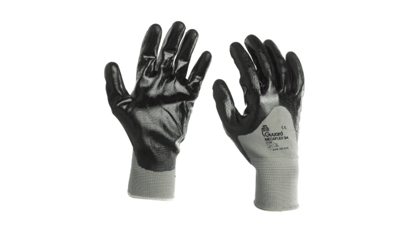 GUYARD MECA FLEX FULL Black Nylon Abrasion Resistant, Cut Resistant, Puncture Resistant, Tear Resistant Work Gloves,