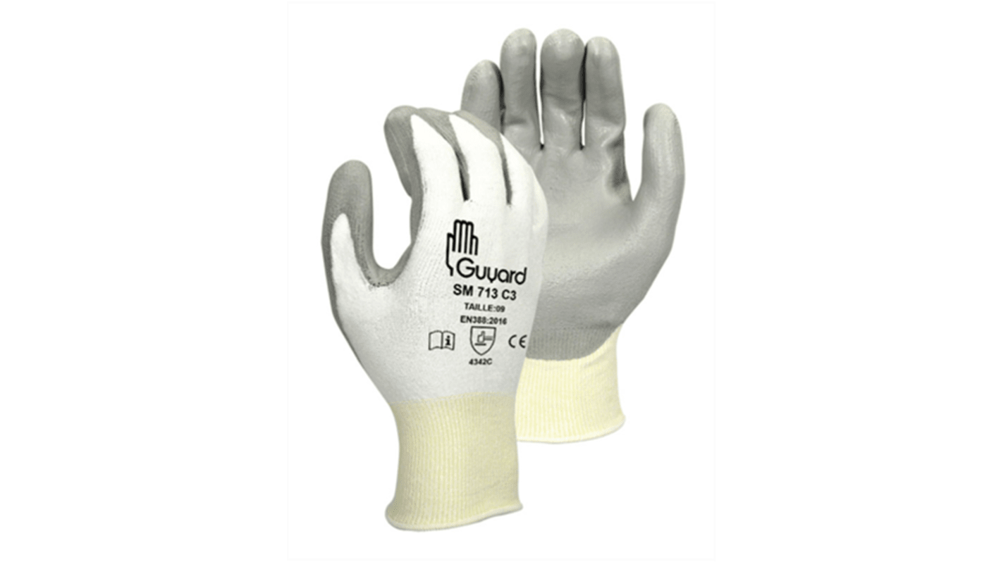 GUYARD SM Grey Polyethylene Abrasion Resistant, Cut Resistant, Puncture Resistant, Tear Resistant Work Gloves, Size 5,
