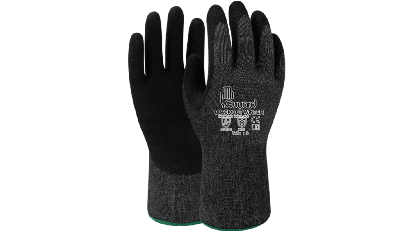 GUYARD Black Cut Winter Black Acrylic, HPPE, Lycra Abrasion Resistant, Cut Resistant, Puncture Resistant, Tear