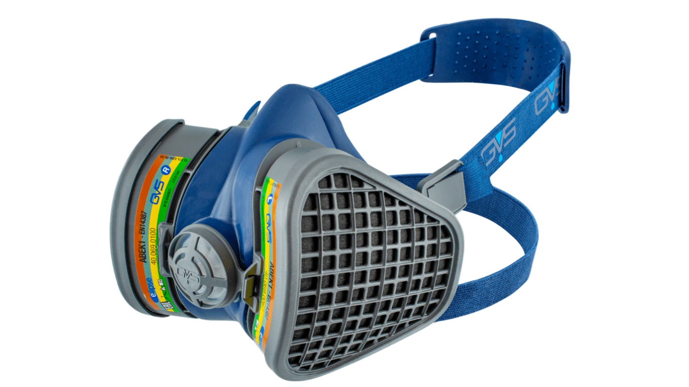 Maschera respiratoria GVS col. Blu, Taglia L, M, Mezza maschera, Include filtri di ricambio