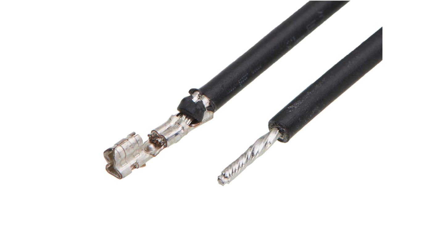 Molex 端子线, 26AWG, 225mm长, 黑色, Mini-SPOX母头转尾纤, 219677系列