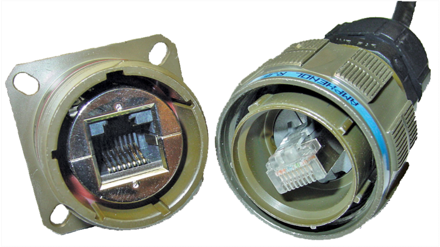 Amphenol Socapex RJF TV Series Plug Ethernet Connector, Cat5e Straight 1 Port