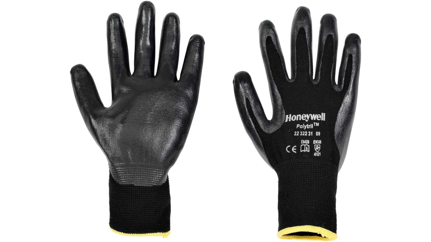 Honeywell Safety Polytril Black Polyamide Abrasion Resistant, Cut Resistant, Puncture Resistant, Tear Resistant Gloves,