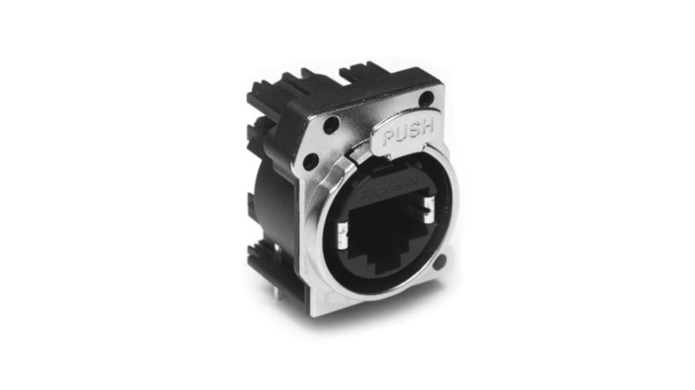 Amphenol Industrial Panel Mount XLR Connector, Horizontal, Female, IP40, 125 V ac, 8 Way, Gold Plating