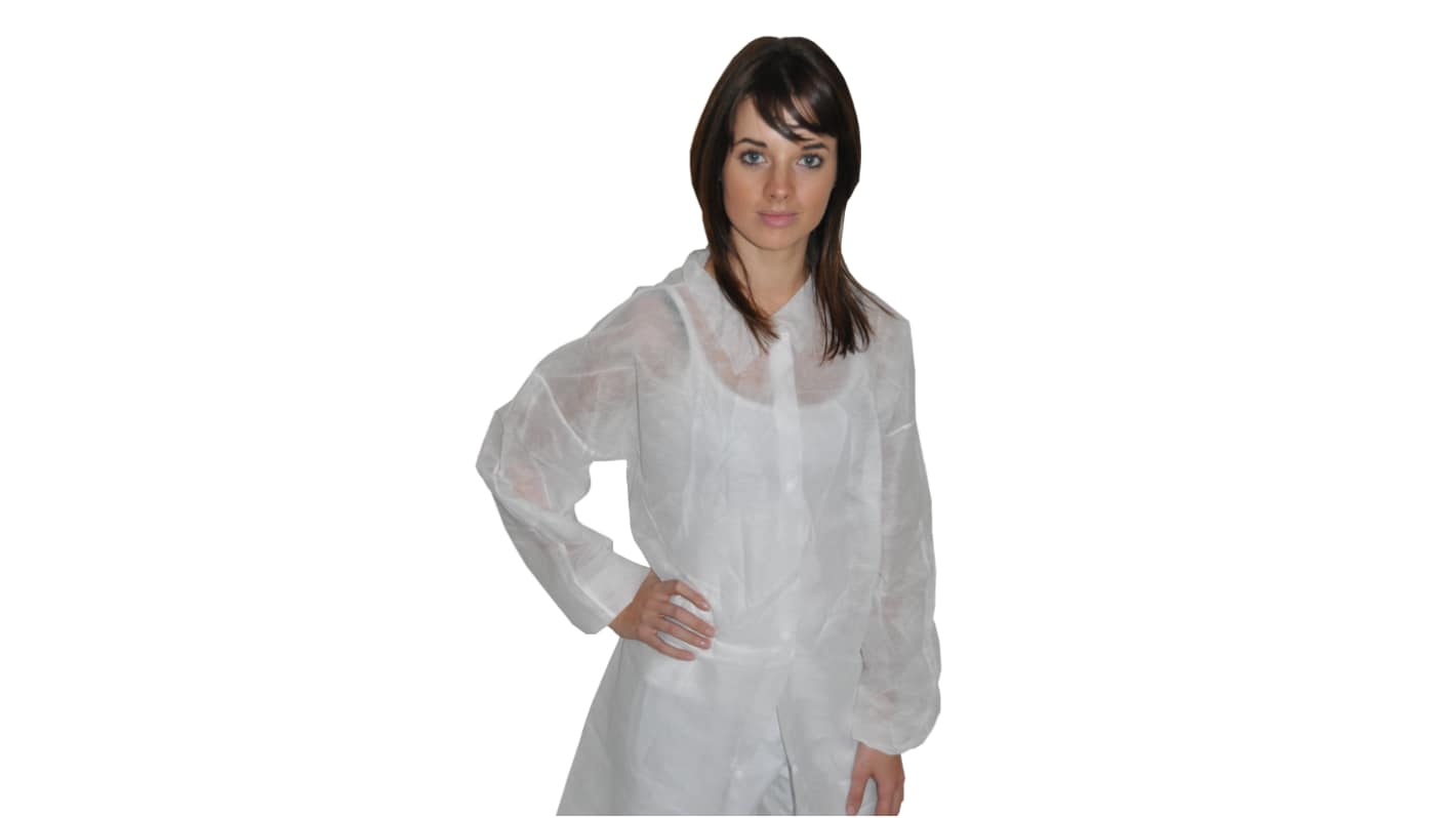 Kolmi Hopen White Disposable Polypropylene Apron