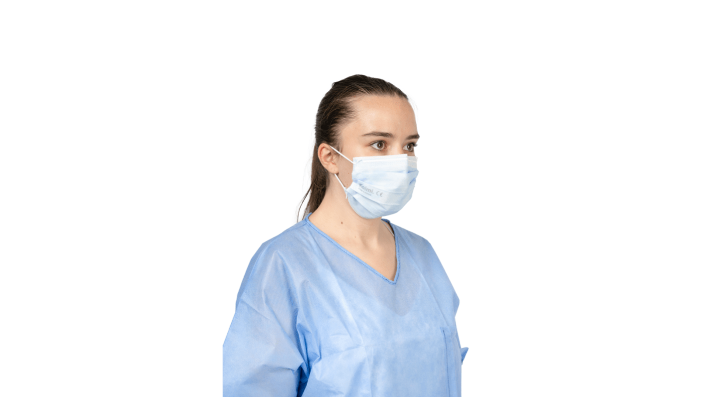 M31101-30 Kolmi Hopen Blue Polypropylene Face Mask for Medical, 175 x 95 mm