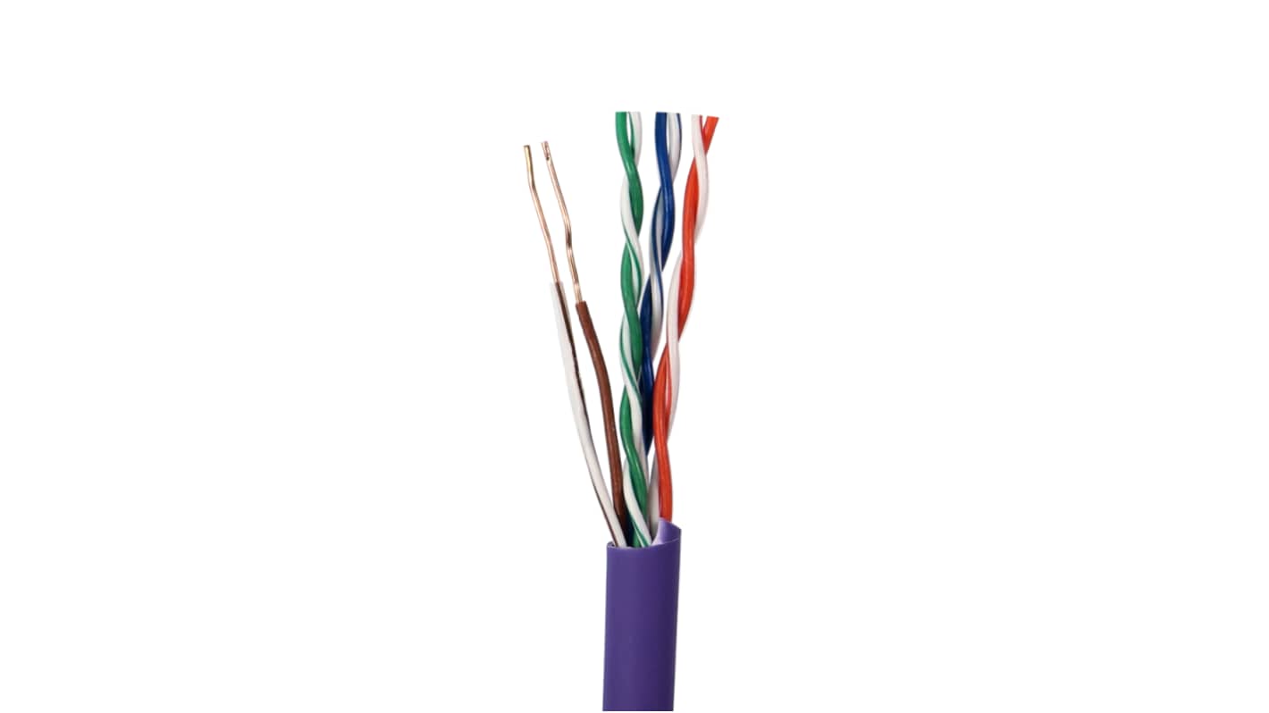 RS PRO, 305m Cat6, Purple Unterminated to, Unshielded Unshielded, Unterminated PVC Sheath