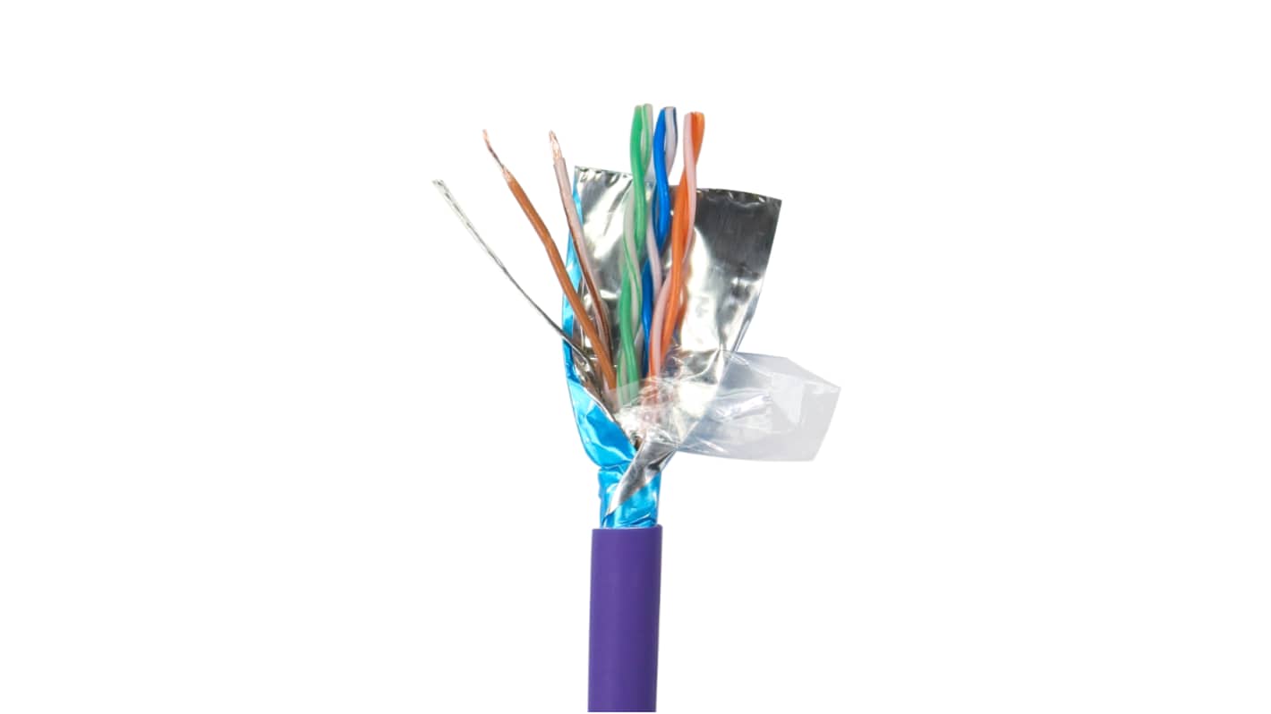 RS PRO, 305m Cat6, Purple Unterminated to, F/UTP Shielded, Unterminated LSZH Sheath