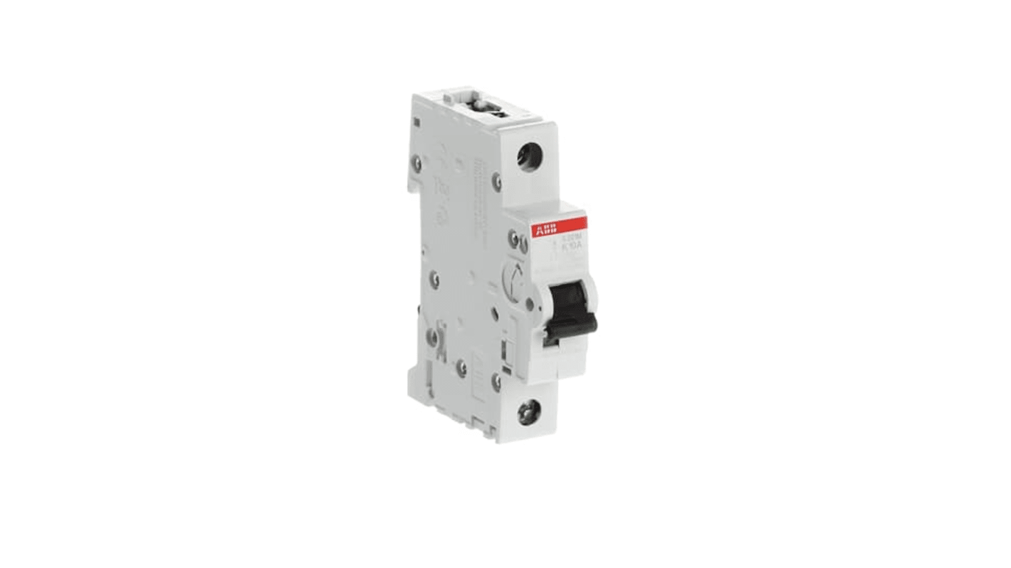 ABB System Pro M Compact S200M MCB, 1P, 10A Curve K, 230/400V AC, 72V DC, 15 kA Breaking Capacity