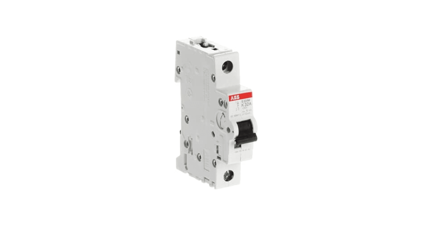 ABB System Pro M Compact S200M MCB, 1P, 32A Curve K, 230/400V AC, 72V DC, 15 kA Breaking Capacity