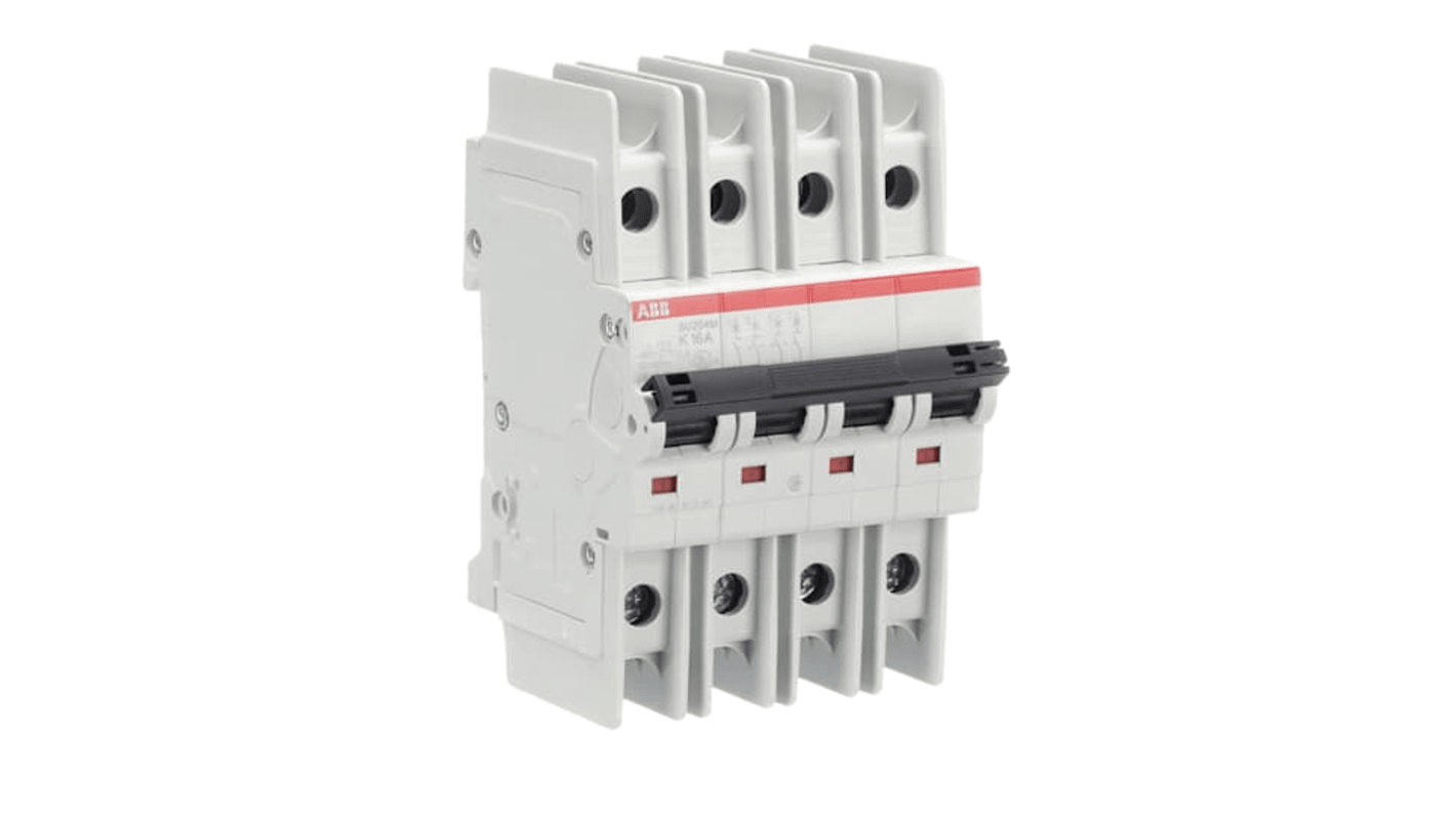 ABB SU200 M MCB, 4P, 16A Curve K, 480V AC, 15 kA Breaking Capacity
