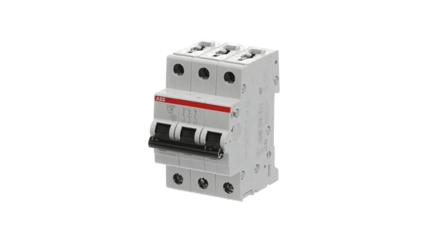 ABB S203L MCB, 3P, 16A Curve C, 400V AC, 6 kA Breaking Capacity