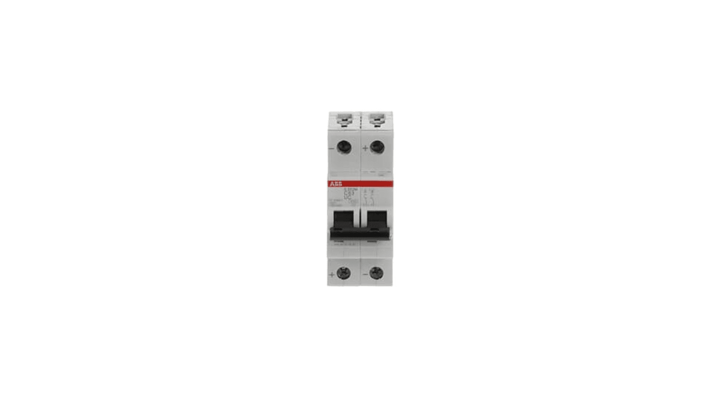 ABB System Pro M Compact S200 M UC MCB, 2P, 63A Curve C, 400V AC, 440V DC, 10 kA Breaking Capacity