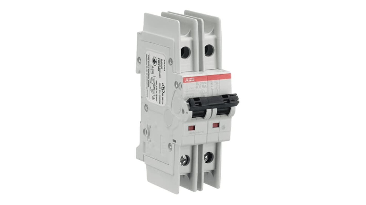 ABB SU200 M MCB, 2P, 500mA Curve K, 440V AC, 96V DC, 15 kA Breaking Capacity
