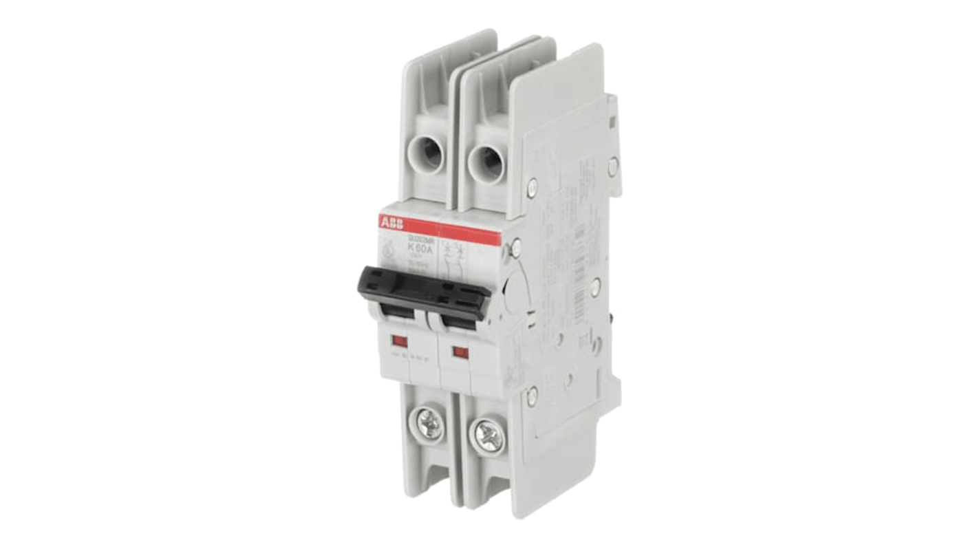 ABB System Pro M Compact SU200 MR Circuit Breaker, 2P, 60A Curve K, 400V AC, 15 kA Breaking Capacity