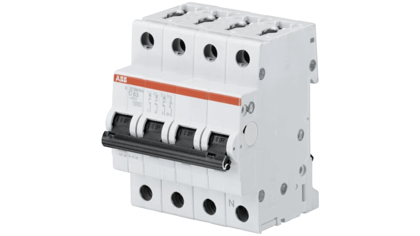 ABB System Pro M Compact S200M MCB, 3+N, 40A, Type Z, 400V AC, 125V DC, 15 kA Breaking Capacity