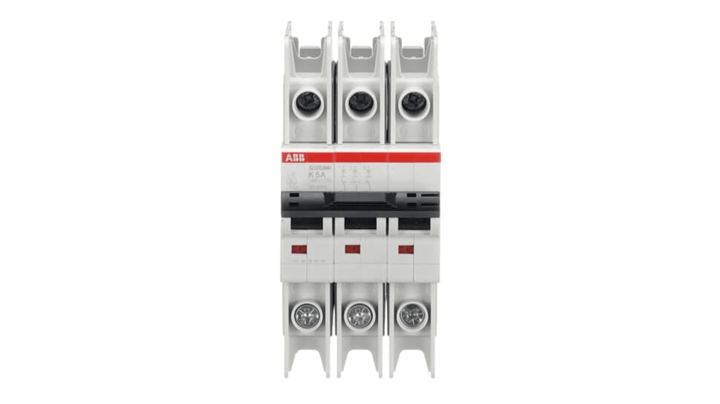 ABB System Pro M Compact SU200 MR Circuit Breaker, 3P, 5A Curve K, 400V AC, 15 kA Breaking Capacity