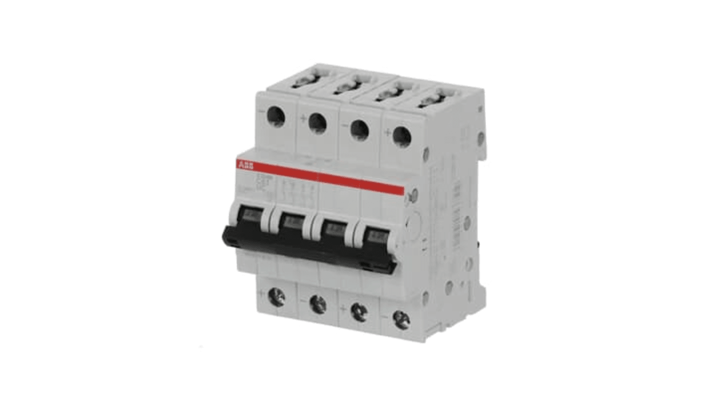 ABB System Pro M Compact S200 M UC MCB, 4P, 63A Curve C, 400V AC, 440V DC, 10 kA Breaking Capacity