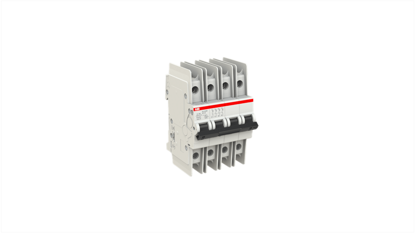 ABB SU200 M MCB, 4P, 8A Curve K, 480V AC, 15 kA Breaking Capacity