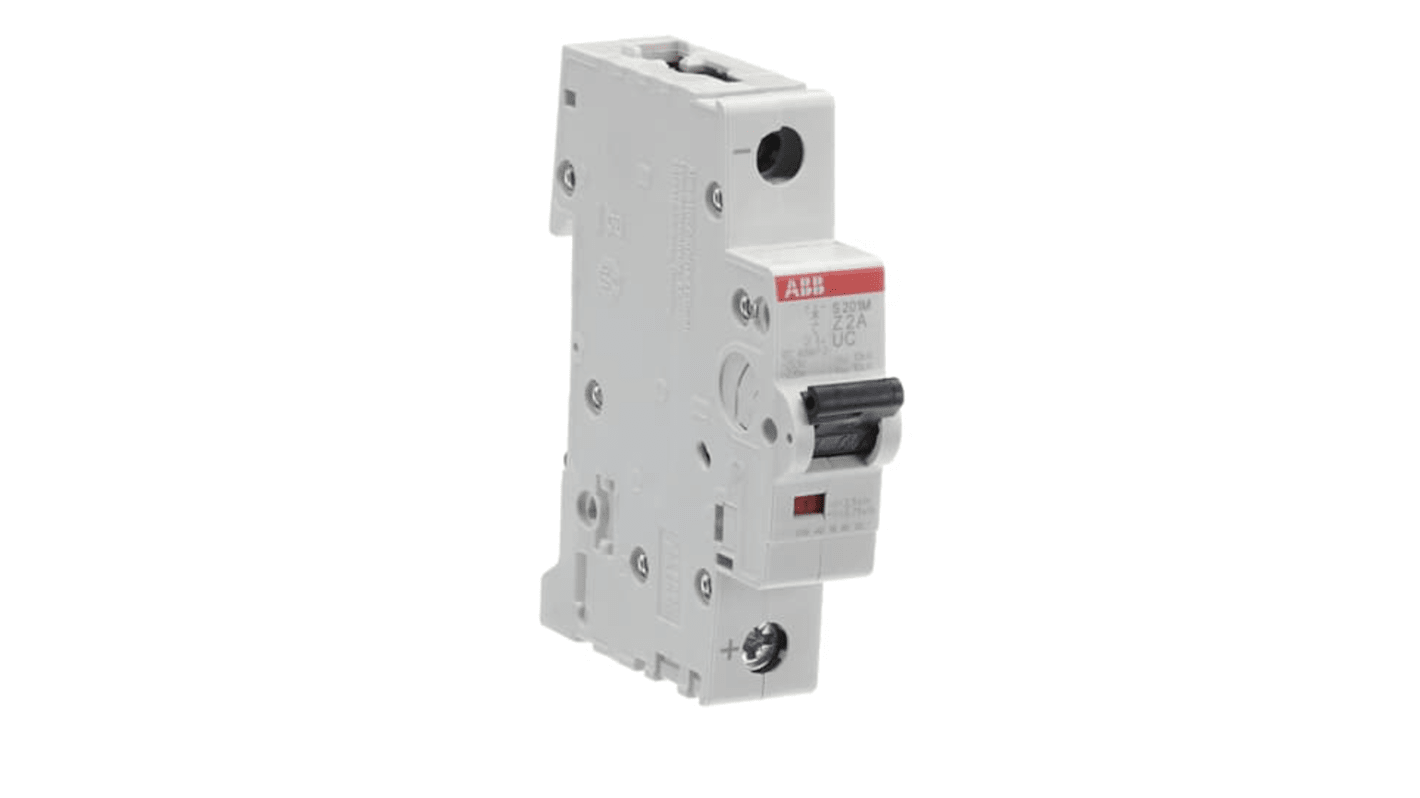 ABB System Pro M Compact S200 M UC MCB, 1P, 2A, Type Z, 230V AC, 220V DC, 10 kA Breaking Capacity