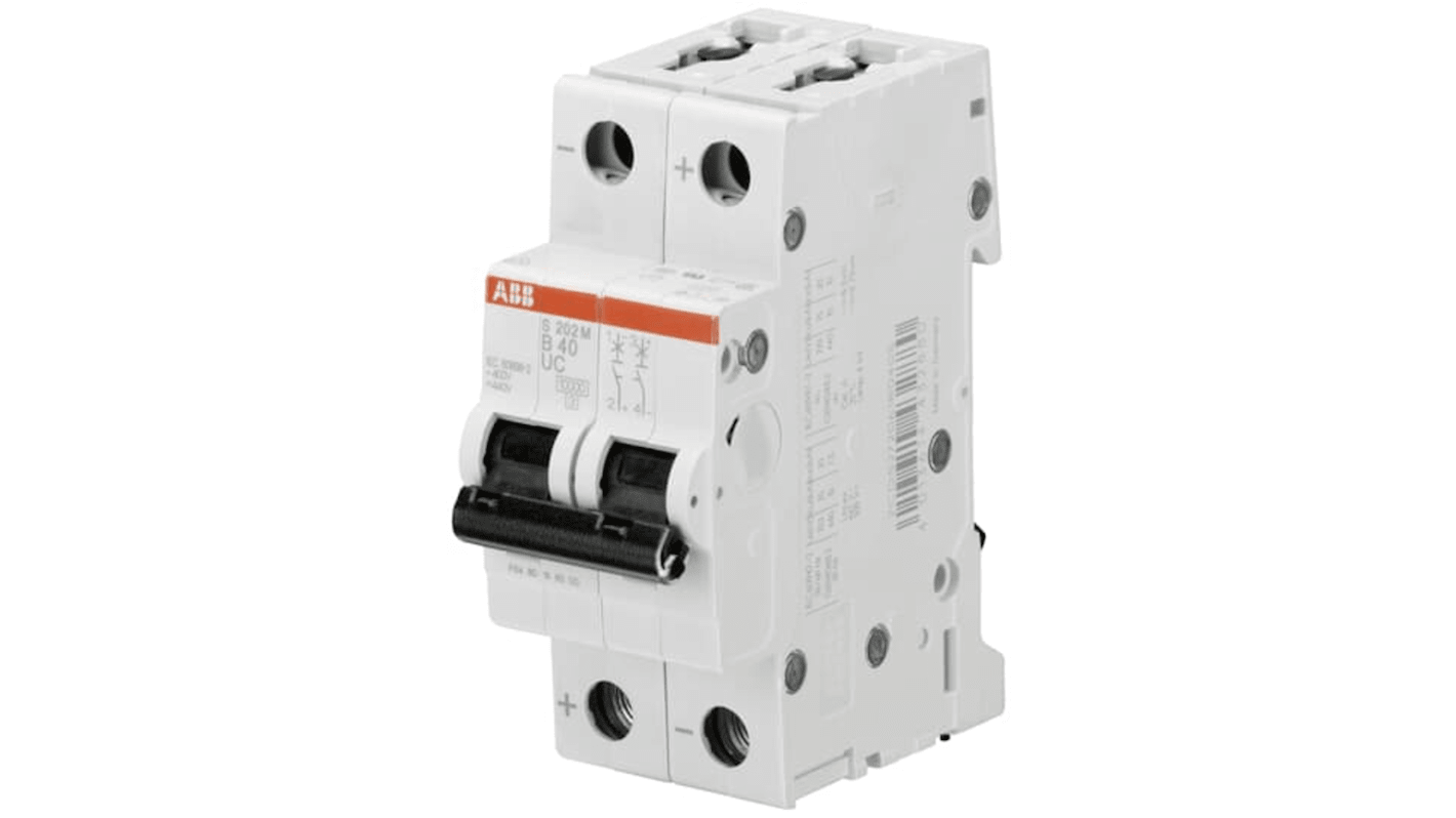 ABB System Pro M Compact S200 M UC MCB, 2P, 13A Curve C, 400V AC, 440V DC, 10 kA Breaking Capacity
