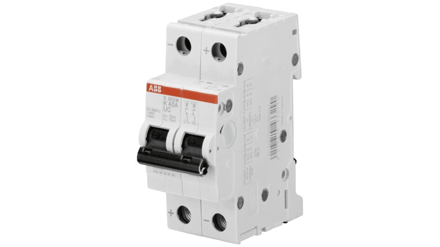 ABB System Pro M Compact S200 M UC MCB, 2P, 13A Curve K, 400V AC, 440V DC, 10 kA Breaking Capacity