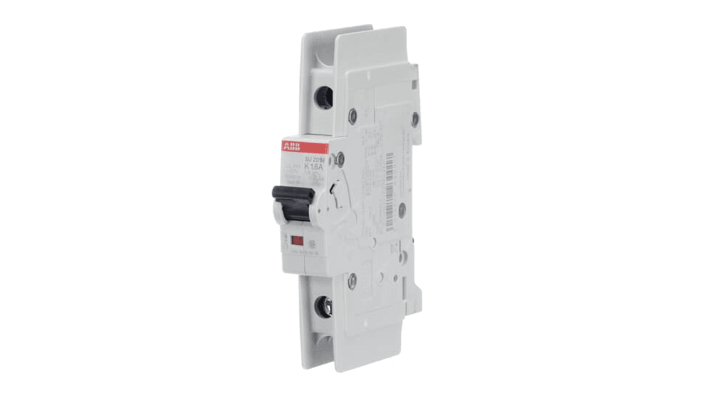 ABB SU200 M MCB, 1P, 1.6A Curve K, 277V AC, 48V DC, 15 kA Breaking Capacity