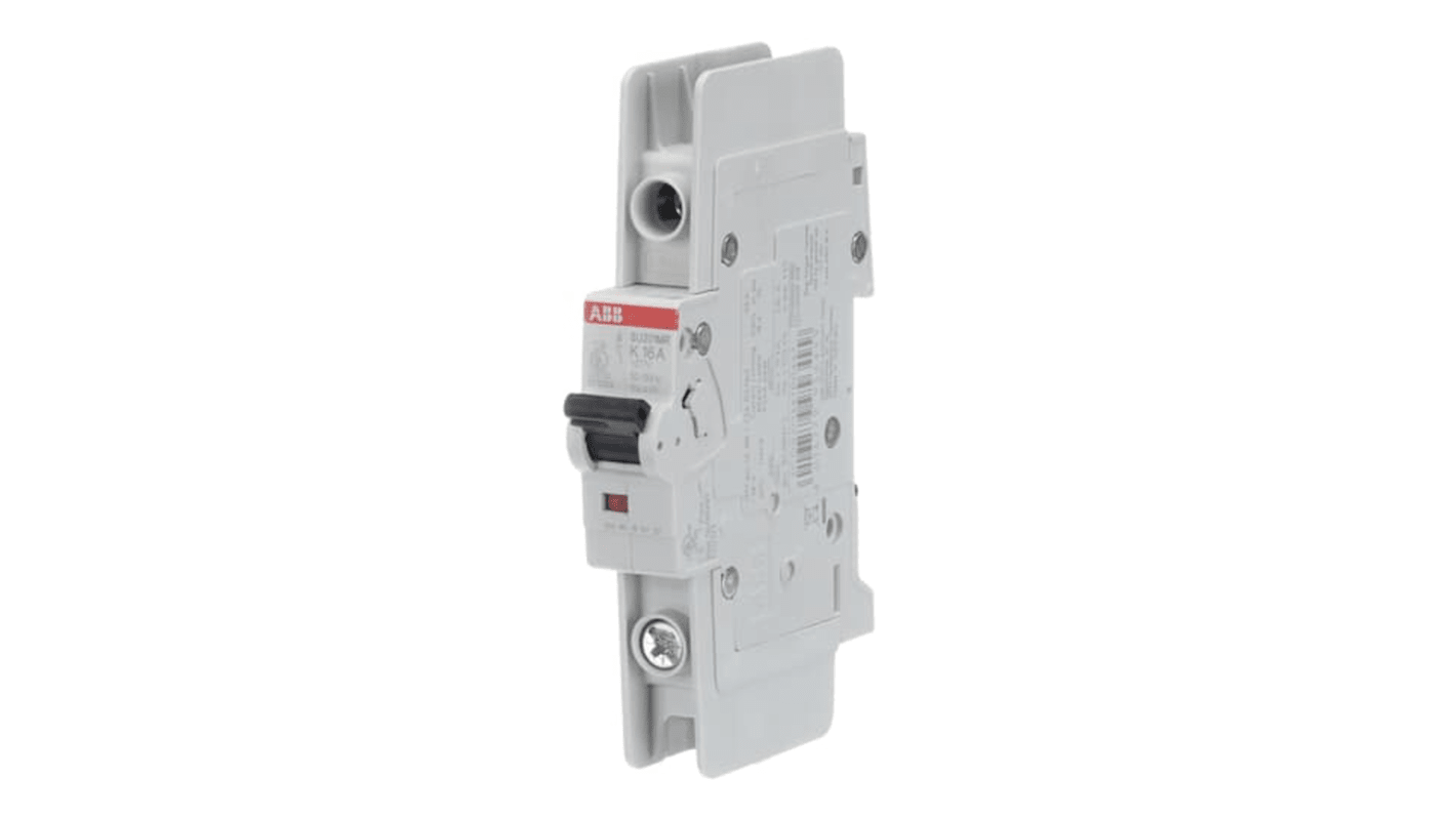 ABB System Pro M Compact SU200 MR Circuit Breaker, 1P, 16A Curve K, 230V AC, 10 kA Breaking Capacity