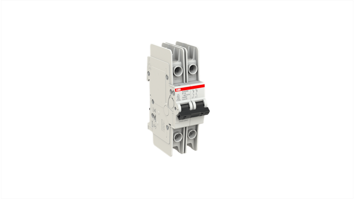 ABB System Pro M Compact SU200 MR Circuit Breaker, 2P, 4A Curve K, 400V AC, 15 kA Breaking Capacity